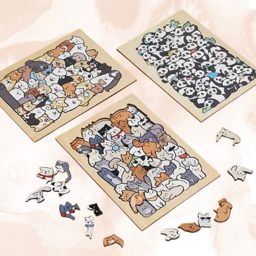 Puzzle en Bois « Animaux Mignons » – Un Jeu Éducatif et Amusant pour Enfants